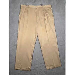 Tommy Bahama Mens 42x30 Silk Pleated Trousers Tan Khaki Dress Pants 42XUFN